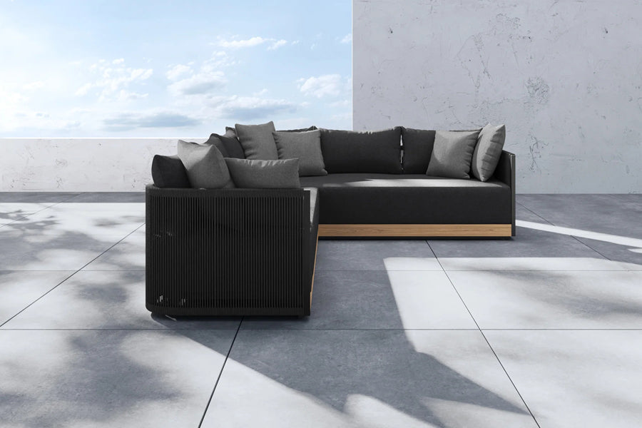 Ravelle Outdoor Sectional by Viesso, showing ravelle outdoor sectional in live shot.