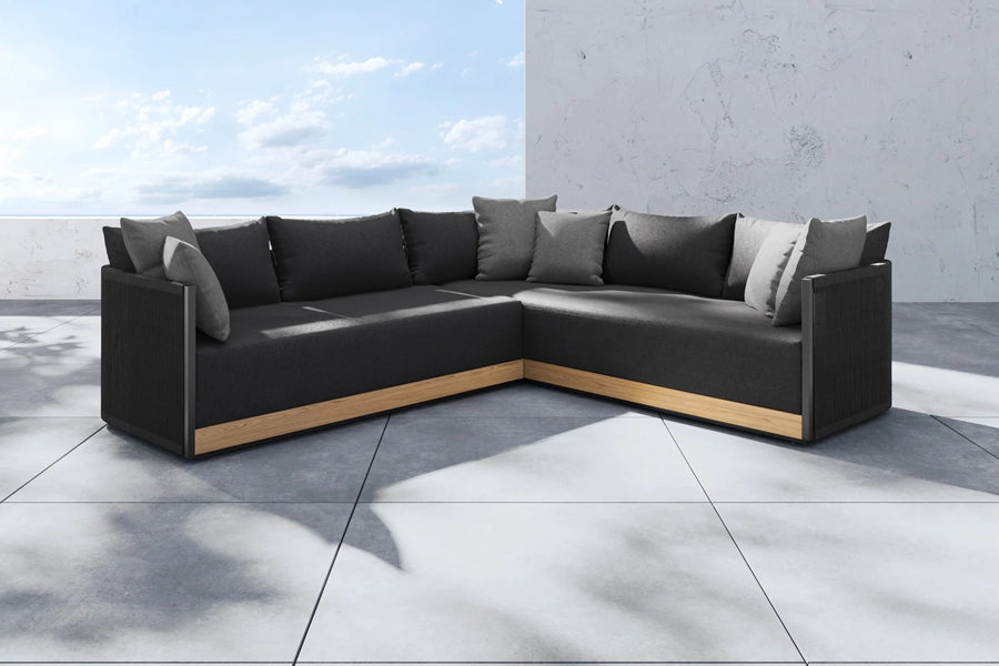 Ravelle Outdoor Sectional by Viesso, showing ravelle outdoor sectional in live shot.