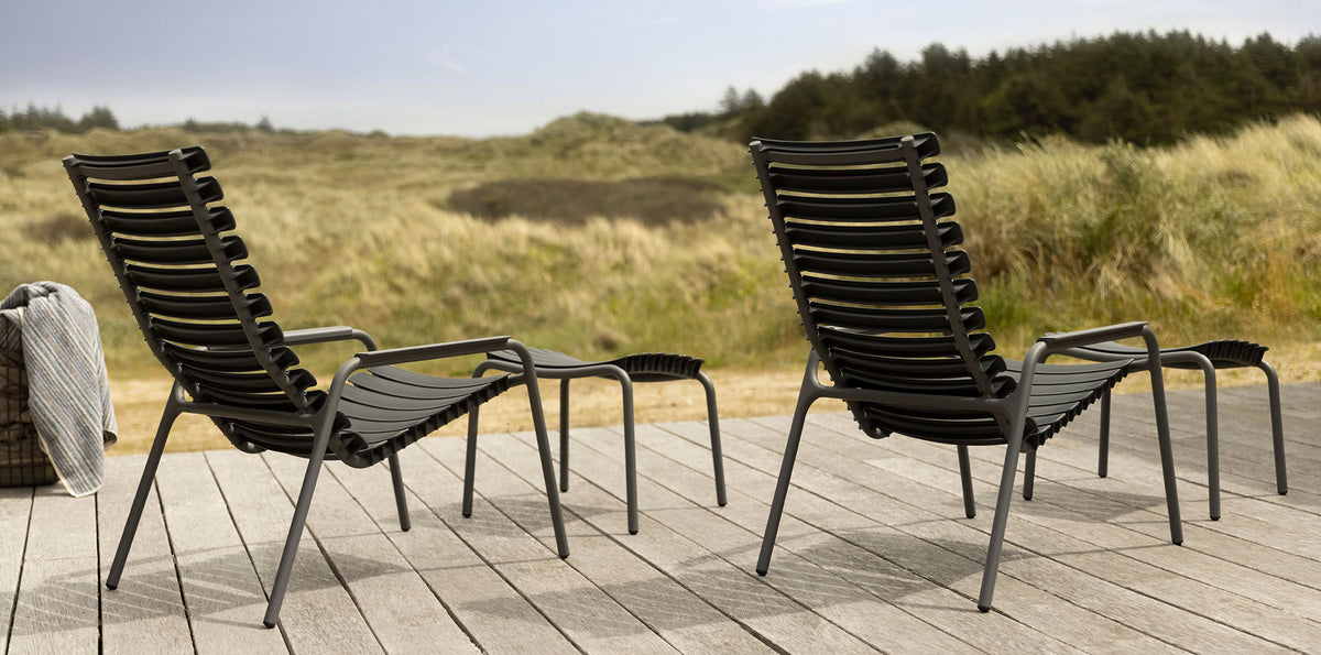 Reclips Outdoor Footrest by Houe, showing reclips outdoor footrests in live shot.