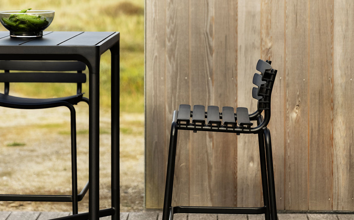 Reclips Stool by Houe, showing closeup view of reclips stools in live shot.