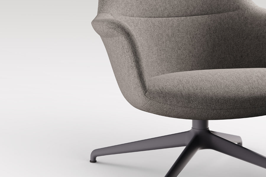 Rego Exclusive Swivel Metal Lounge Chair by B&T, showing closeup view of rego exclusive swivel metal lounge chair in live shot.