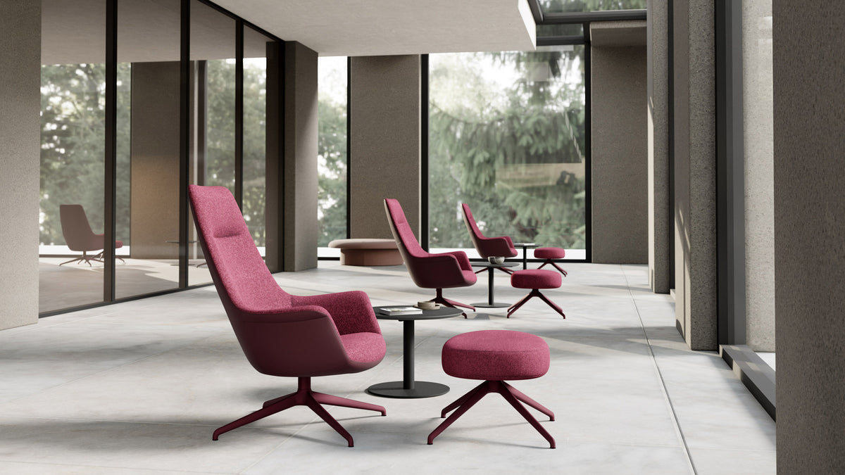 Rego Exclusive Swivel Metal Lounge Chair by B&T, showing rego exclusive swivel metal lounge chairs in live shot.