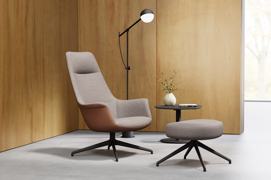 Rego Exclusive Swivel Metal Lounge Chair by B&T, showing rego exclusive swivel metal lounge chair in live shot.