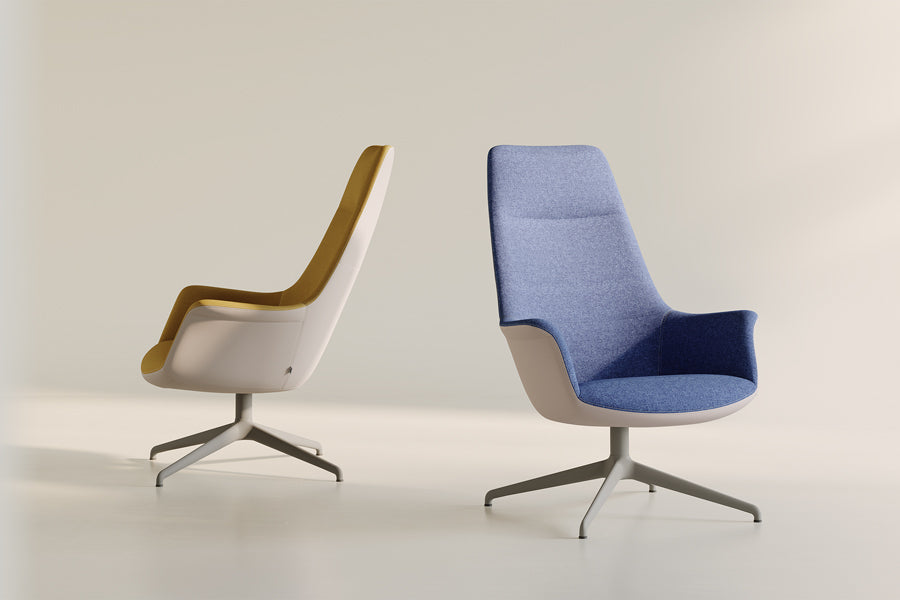 Rego Exclusive Swivel Metal Lounge Chair by B&T, showing rego exclusive swivel metal lounge chairs in live shot.