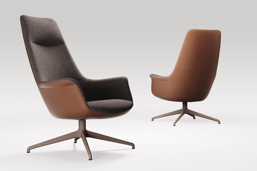 Rego Exclusive Swivel Metal Lounge Chair by B&T, showing rego exclusive swivel metal lounge chairs in live shot.