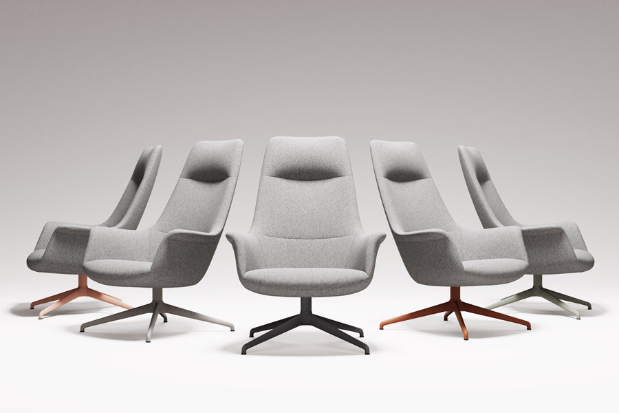 Rego Exclusive Swivel Metal Lounge Chair by B&T, showing rego exclusive swivel metal lounge chairs in live shot.