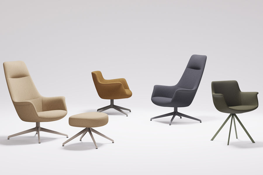 Rego Exclusive Swivel Metal Lounge Chair by B&T, showing rego exclusive swivel metal lounge chairs in live shot.