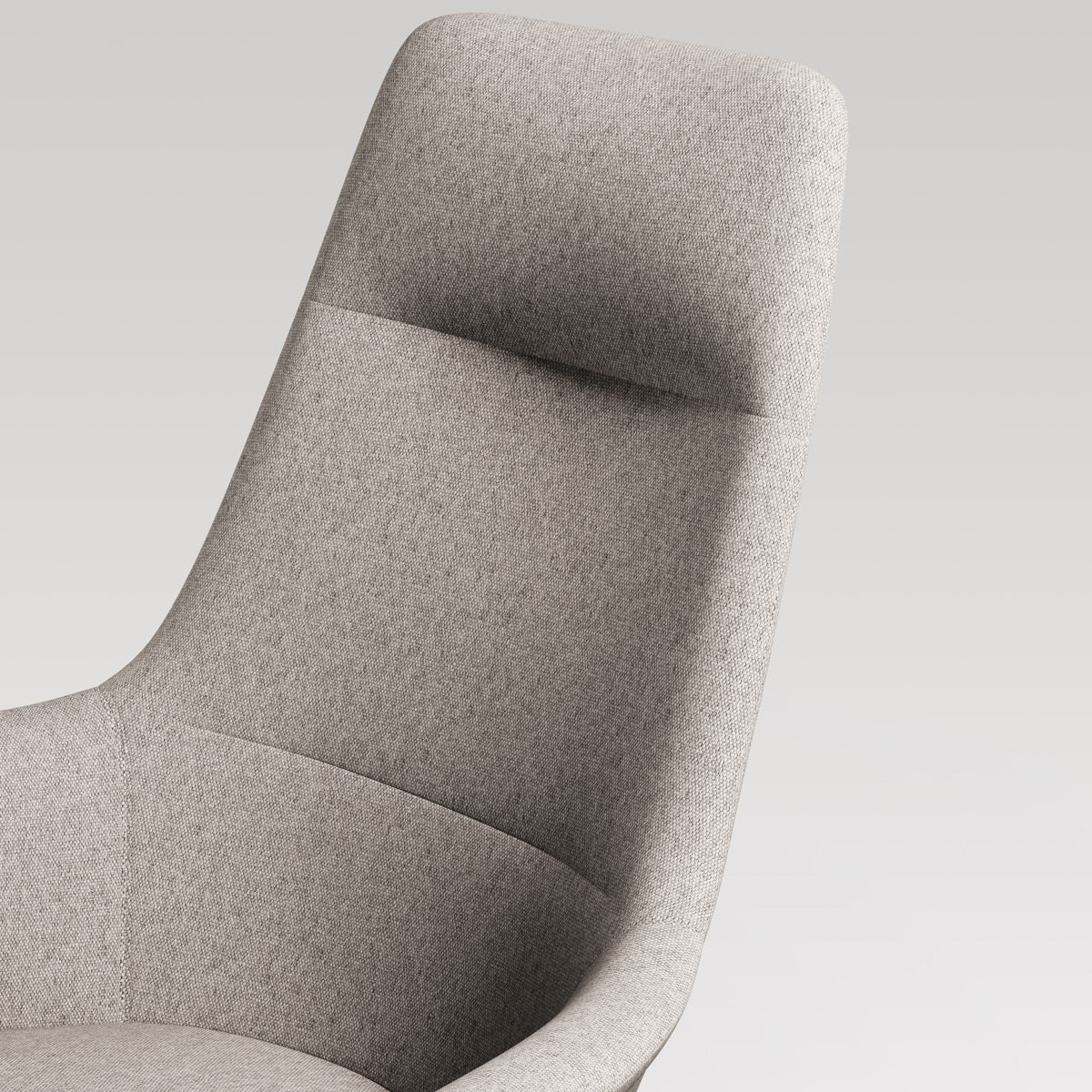 Rego Exclusive Swivel Wood Lounge Chair by B&T, showing closeup view of rego exclusive swivel wood lounge chair in live shot.
