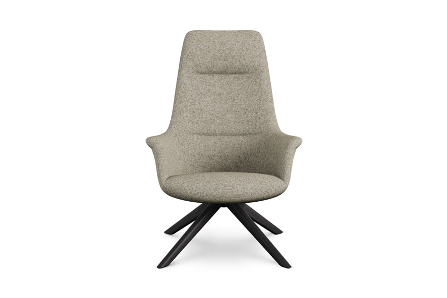 Rego Exclusive Swivel Wood Lounge Chair by B&T, showing front view of rego exclusive swivel wood lounge chair in a group/ash wood group.