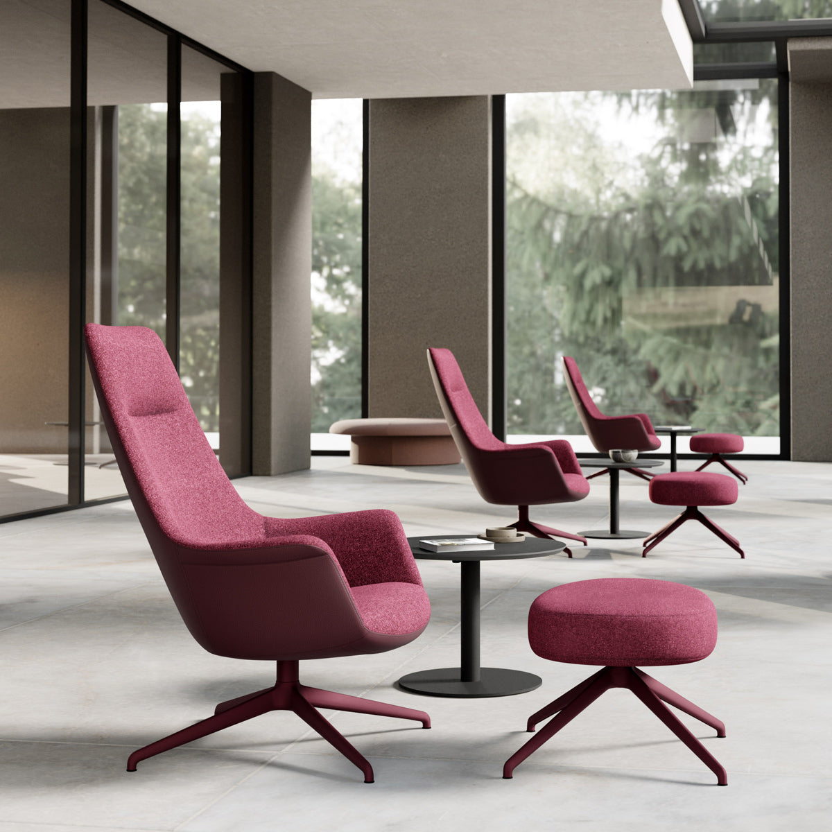 Rego Ottoman by B&T, showing rego ottomans in live shot.