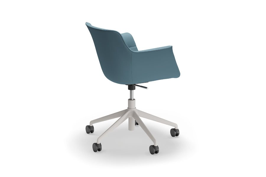 Rego Play Premium Office Chair by B&T, showing side view of rego play premium office chair in metal group/com/col group full upholstery.
