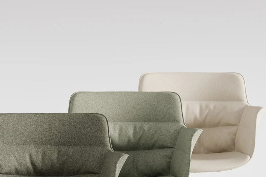 Rego Play X Chair by B&T, showing closeup view of rego play x chairs in live shot.