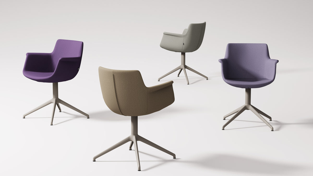 Rego Premium Swivel Armchair by B&T, showing rego premium swivel armchairs in live shot.