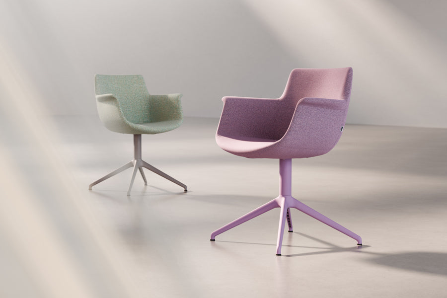Rego Premium Swivel Armchair by B&T, showing rego premium swivel armchairs in live shot.