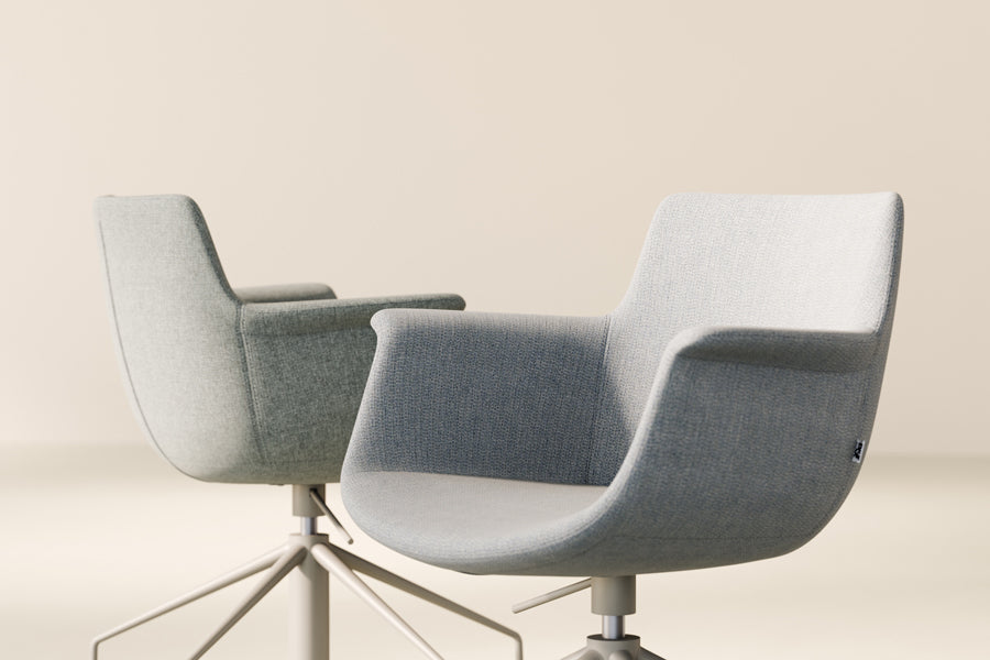 Rego Spider Office Chair by B&T, showing closeup view of rego spider office chairs in live shot.