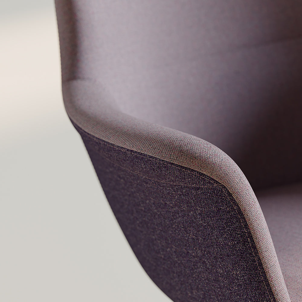 Rego Spider Swivel Armchair by B&T, showing closeup view of rego spider swivel armchair in live shot.