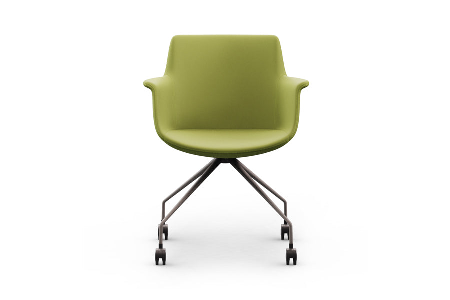 Rego Spider Swivel Armchair by B&T, showing front view of rego spider swivel armchair in com/col group/metal group.