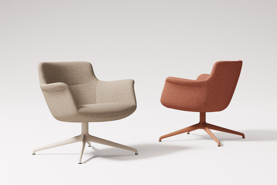 Rego Swivel Metal Lounge Chair by B&T, showing rego swivel metal lounge chairs in live shot.