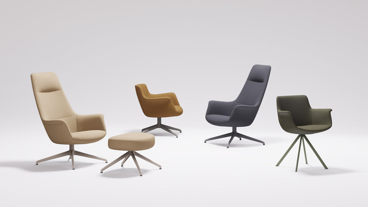 Rego Swivel Metal Lounge Chair by B&T, showing rego swivel metal lounge chair in live shot.