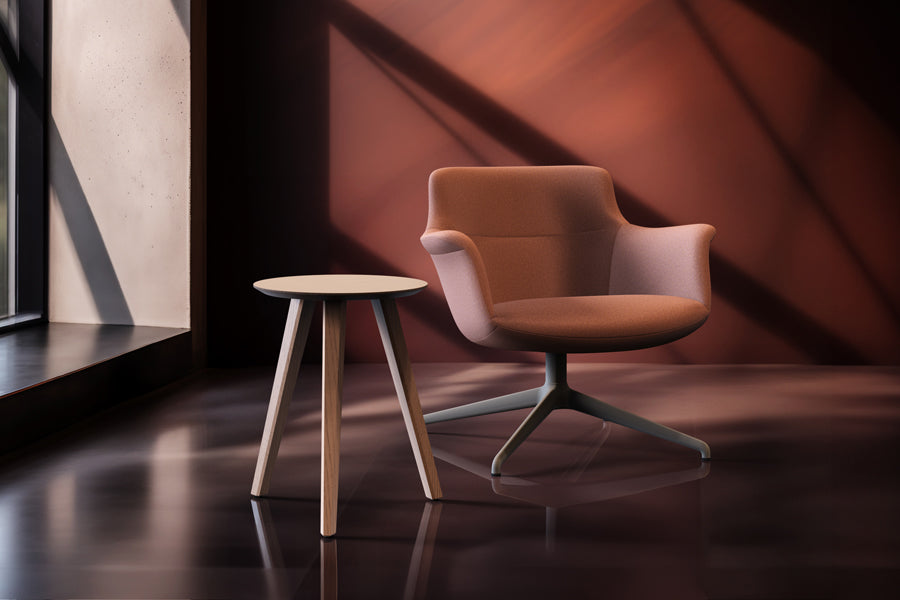 Rego Swivel Metal Lounge Chair by B&T, showing rego swivel metal lounge chair in live shot.