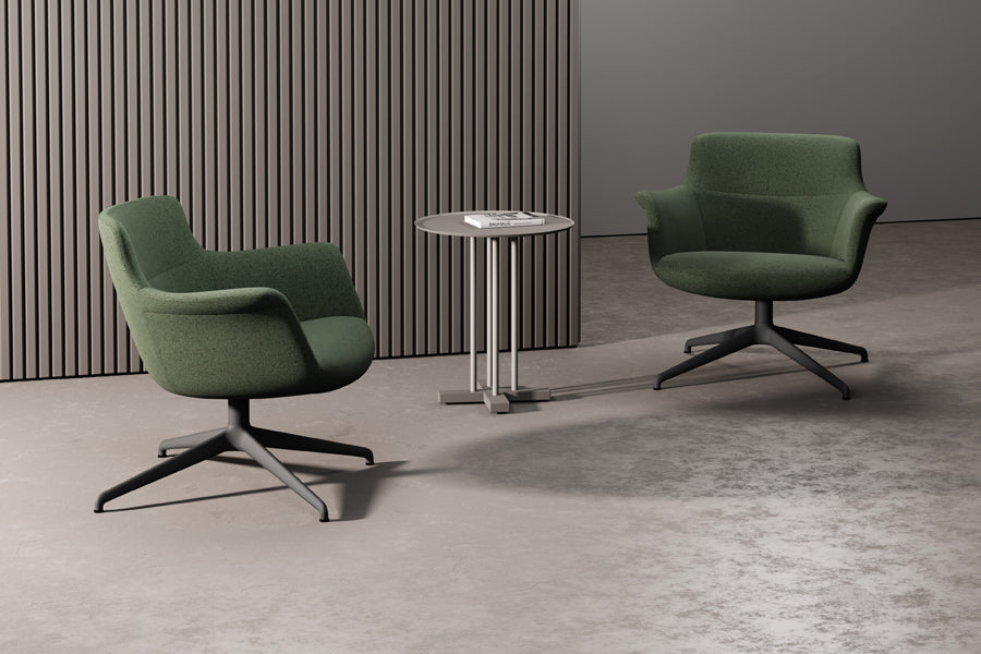 Rego Swivel Metal Lounge Chair by B&T, showing rego swivel metal lounge chairs in live shot.