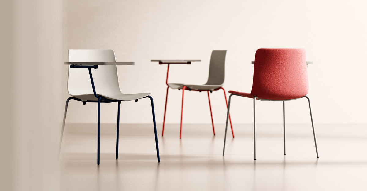 Rest 4 Legs Chair with Writing Tablet Arm by B&T, showing rest 4 legs chairs with writing tablet arm in live shot.