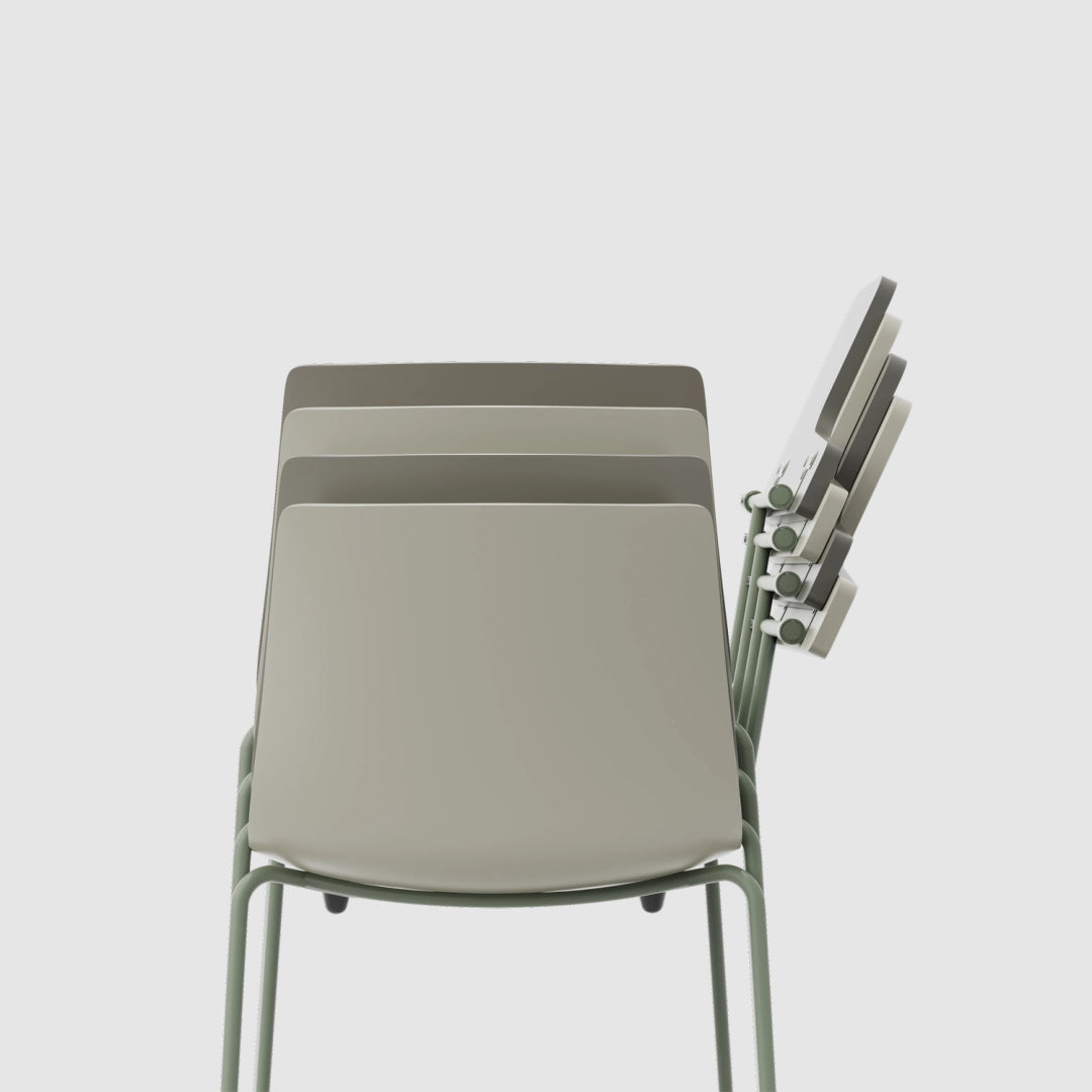 Rest 4 Legs Chair with Writing Tablet Arm by B&T, showing closeup view of rest 4 legs chairs with writing tablet arm in live shot.