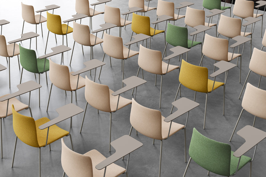 Rest 4 Legs Chair with Writing Tablet Arm by B&T, showing rest 4 legs chairs with writing tablet arm in live shot.