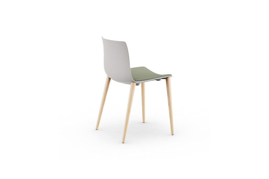 Rest Dowel Wood Chair by B&T, showing side view of rest dowel wood chair in natural ash wood/seat upholstery.