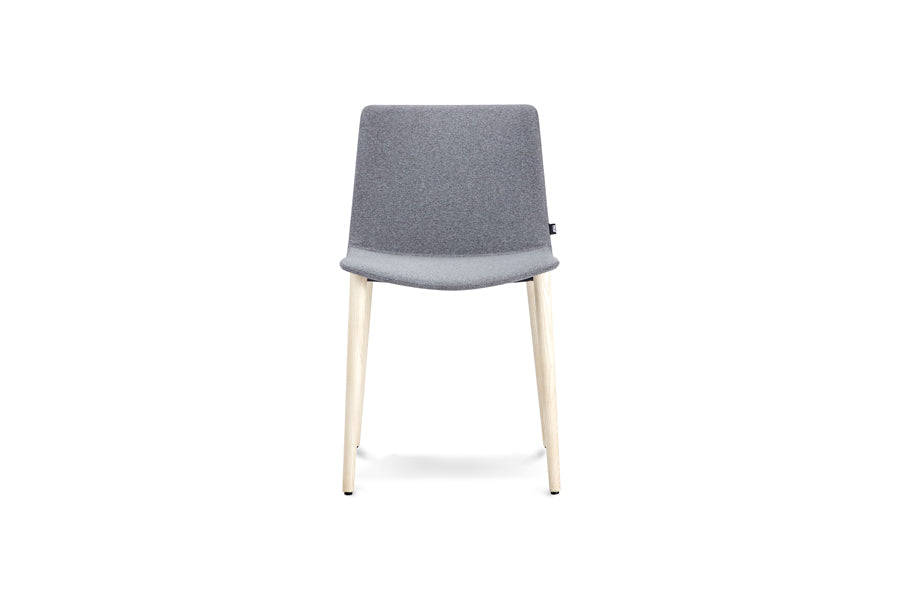 Rest Dowel Wood Chair by B&T, showing front view of rest dowel wood chair in natural ash wood/full upholstery.