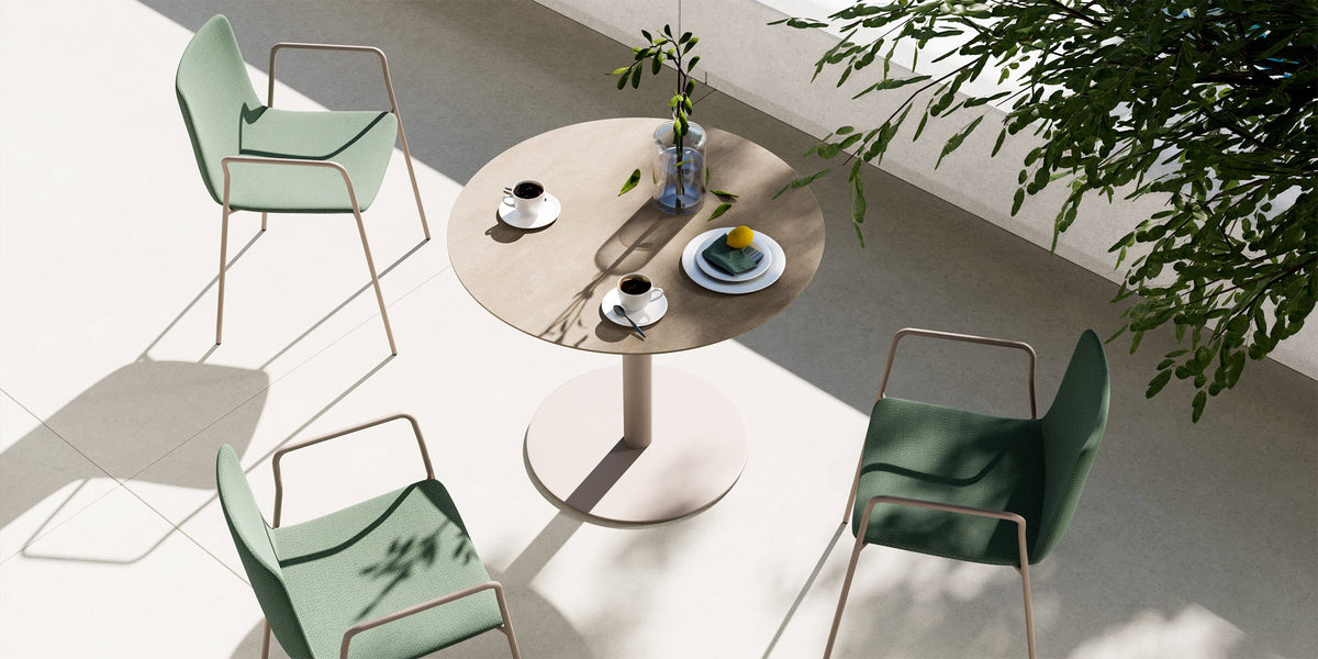 Rest Outdoor 4 Legs Chair by B&T, showing rest outdoor 4 legs chairs in live shot.