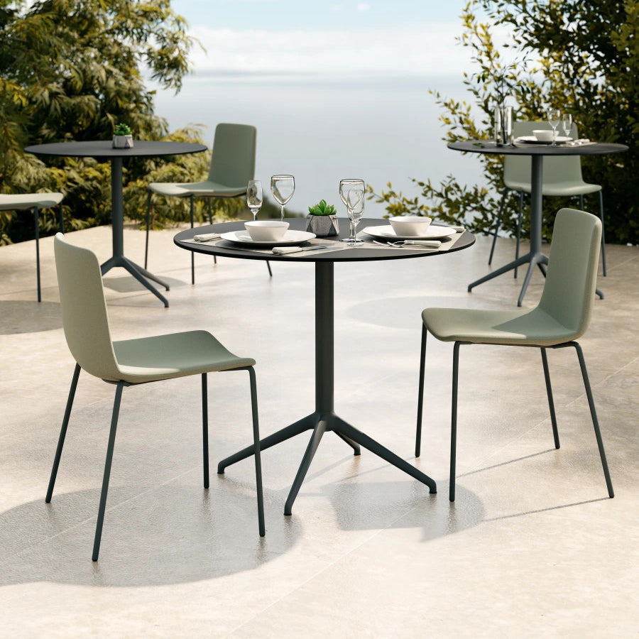 Rest Outdoor 4 Legs Chair by B&T, showing rest outdoor 4 legs chairs in live shot.