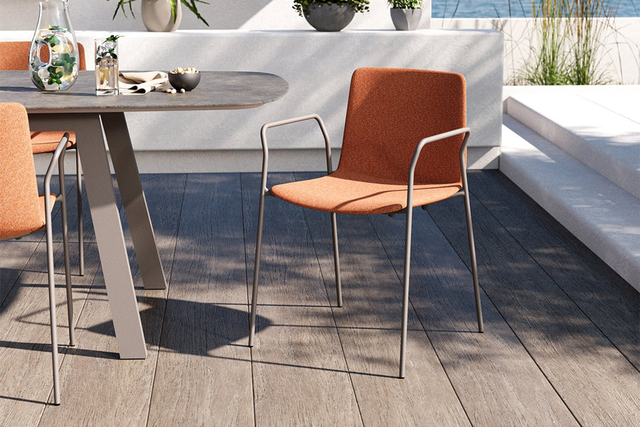 Rest Outdoor 4 Legs Chair by B&T, showing rest outdoor 4 legs chairs in live shot.