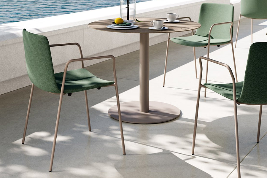 Rest Outdoor 4 Legs Chair by B&T, showing rest outdoor 4 legs chairs in live shot.