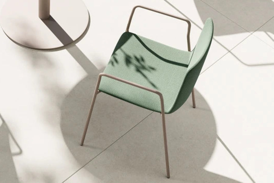 Rest Outdoor 4 Legs Chair by B&T, showing rest outdoor 4 legs chair in live shot.