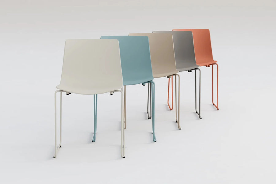Rest Outdoor Sled Chair by B&T, showing rest outdoor sled chairs in live shot.
