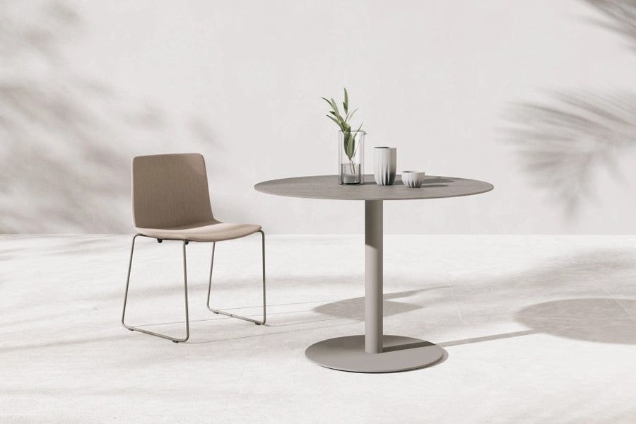 Rest Outdoor Sled Chair by B&T, showing rest outdoor sled chair in live shot.