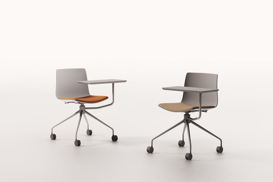 Rest Spider Office Chair with Writing Tablet Arm by B&T, showing rest spider office chairs with writing tablet arm in live shot.