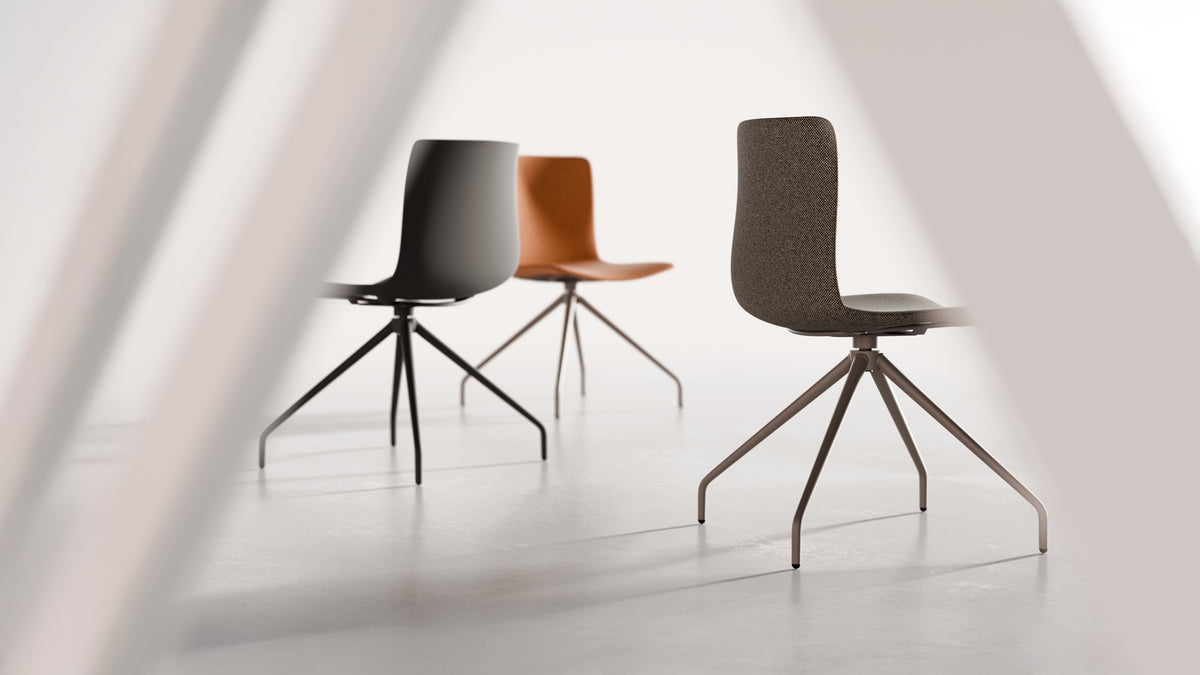 Rest Spider Swivel Guest Chair by B&T, showing rest spider swivel guest chairs in live shot.