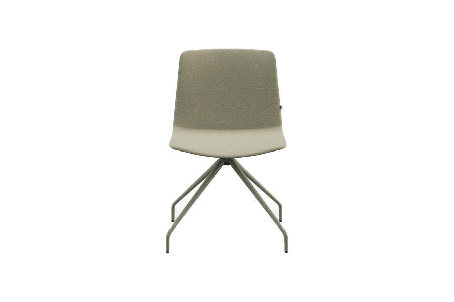 Rest Spider Swivel Guest Chair by B&T, showing front view of rest spider swivel guest chair in metal group/group full upholstery.