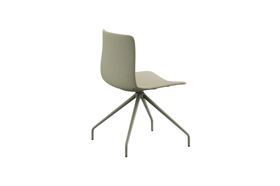 Rest Spider Swivel Guest Chair by B&T, showing side view of rest spider swivel guest chair in metal group/group full upholstery.
