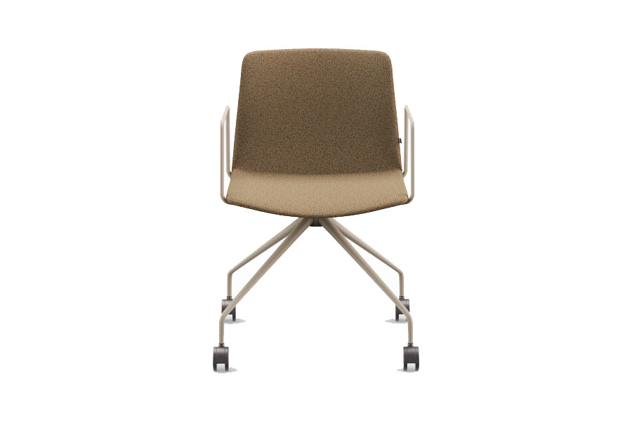 Rest Spider Swivel Office Armchair by B&T, showing front view of rest spider swivel office armchair in metal group/group full upholstery.