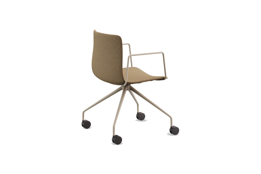 Rest Spider Swivel Office Armchair by B&T, showing side view of rest spider swivel office armchair in metal group/group full upholstery.