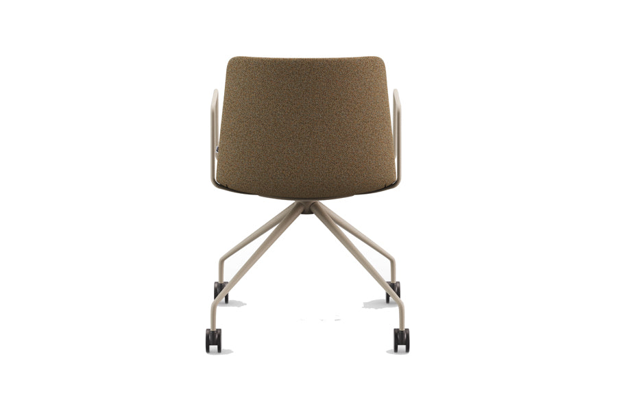 Rest Spider Swivel Office Armchair by B&T, showing back view of rest spider swivel office armchair in metal group/group full upholstery.