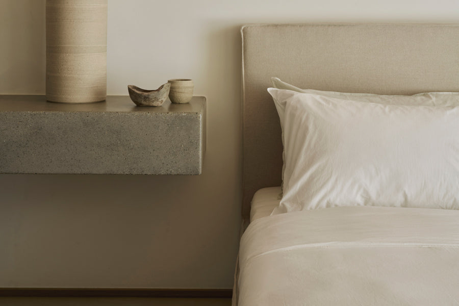 Revive Bed by Ethnicraft, showing closeup view of revive bed in live shot.
