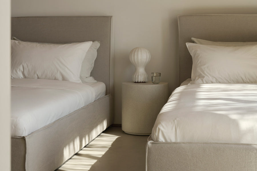 Revive Bed by Ethnicraft, showing closeup view of revive beds in live shot.
