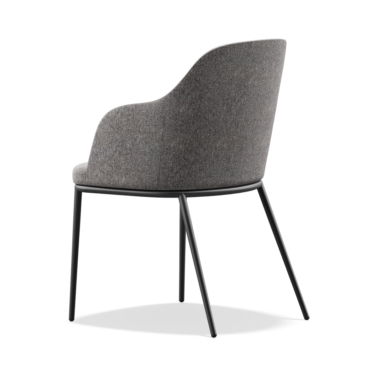 Rhone Conic Legs Armchair by Kollektiff, showing back angle view of rhone conic legs armchair in graphite black ral 9011/com/col group.