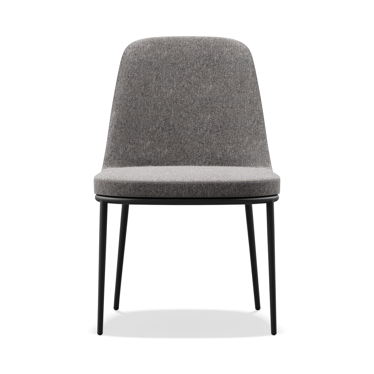Rhone Conic Legs Armless Chair by Kollektiff, showing front view of rhone conic legs armless chair in graphite black ral 9011/com/col group.