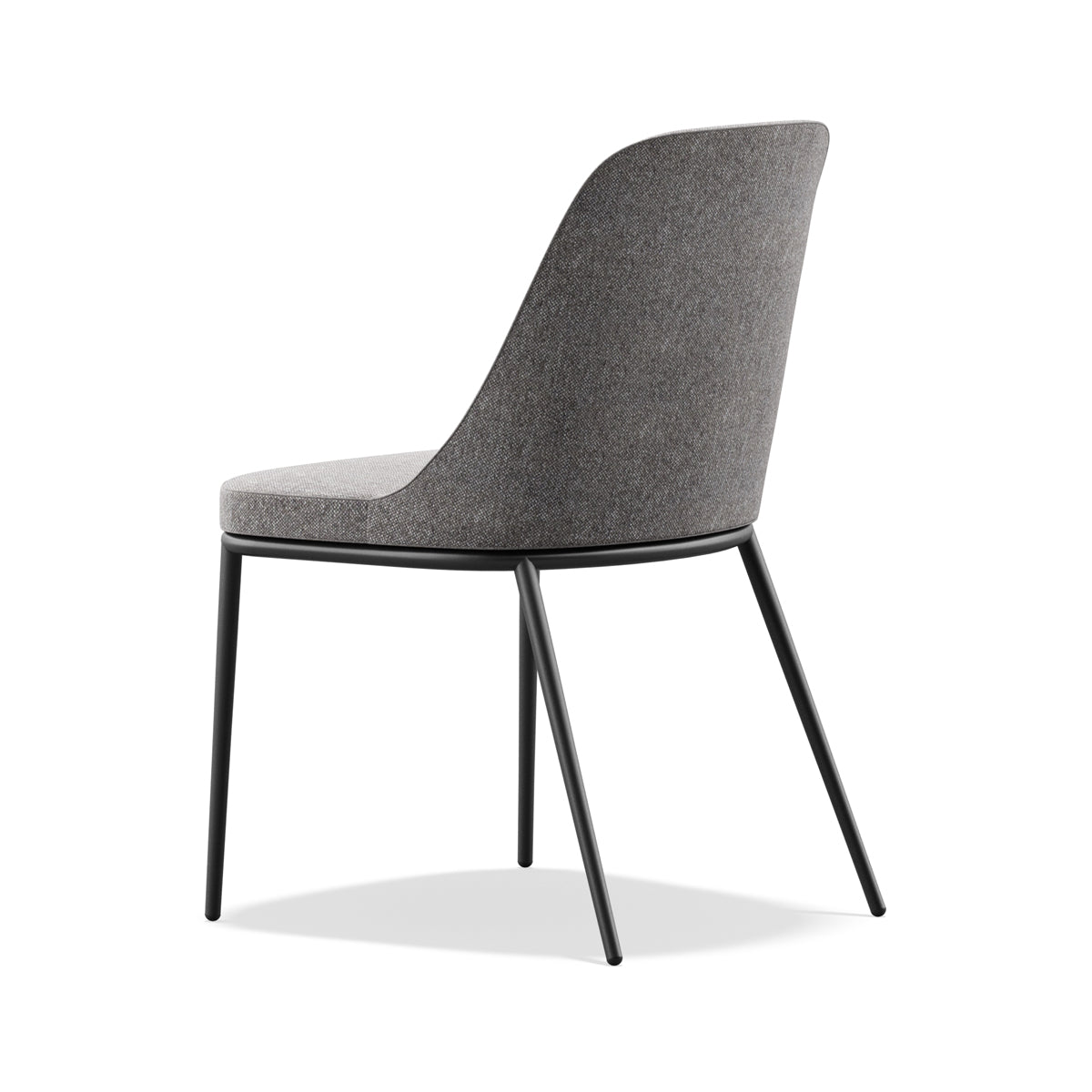 Rhone Conic Legs Armless Chair by Kollektiff, showing back angle view of rhone conic legs armless chair in graphite black ral 9011/com/col group.