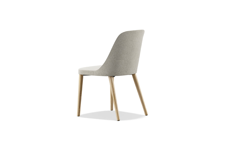 Rhone Dowel Wood Legs Chair by Kollektiff, showing back angle view of rhone dowel wood legs chair in armless/clear ash wood/com/col group.